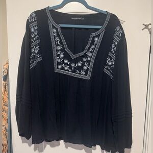 Embroidered Black Top by Impressions